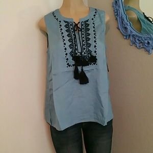 Embroidered Fringe top